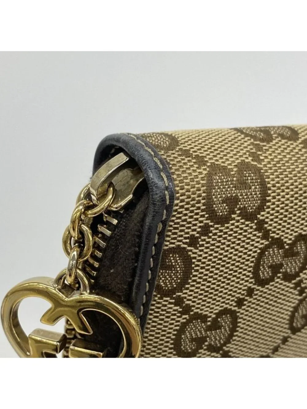 ★SOLD★ Gucci Wallet GG Canvas Beige Champagne Gold - Picture 6 of 7